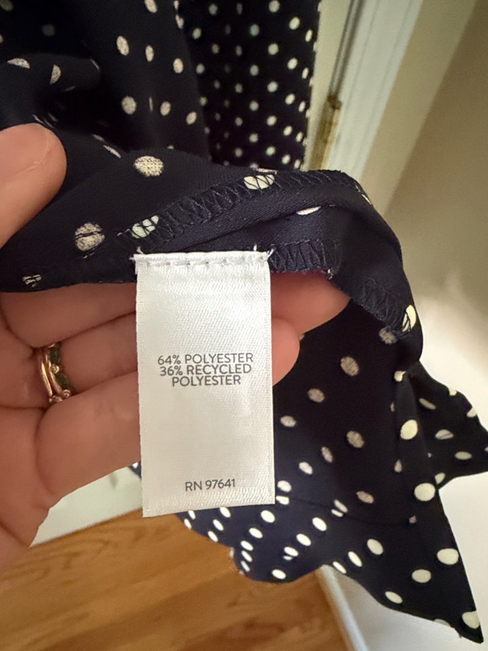 J. Jill Navy and White Polka Dot Button-Down Shirt - Picture 3 of 4